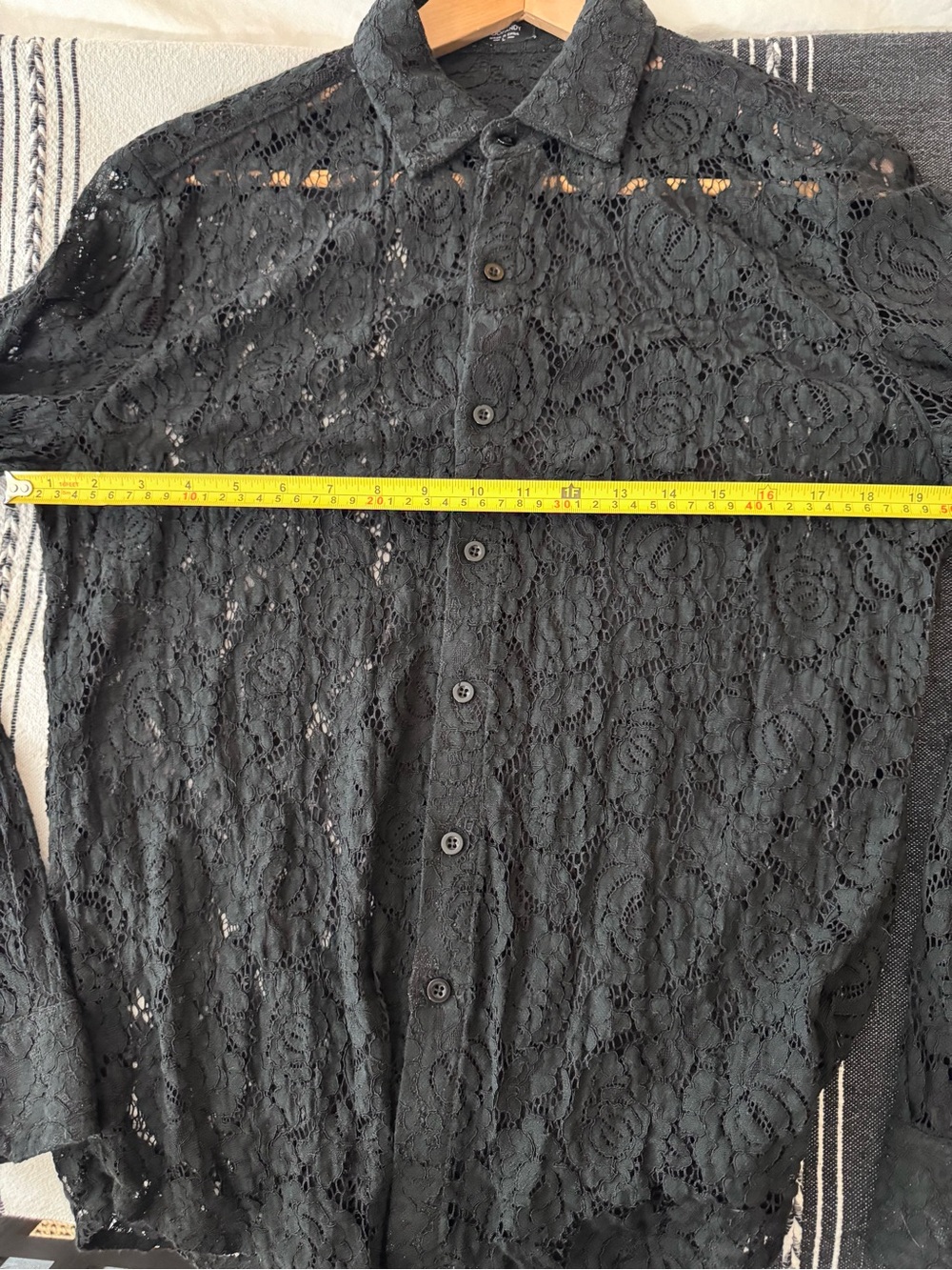 Coofandy Mens Lace Button-Down Shirt in Black size L - Picture 5 of 5